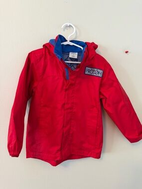 Prodoh Red Hooded RainJacket with Blue Trim